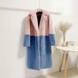 Luxury Faux Rabbit Fur Coats Fluffy Women's Two Tone Furry Long Overcoat Ladies Jacket Plus Size 5XL Thick Warm Loose Plush Coat