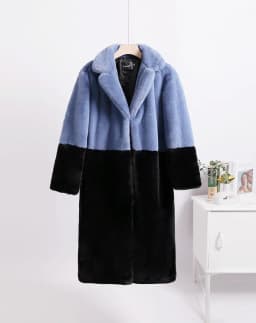 Luxury Faux Rabbit Fur Coats Fluffy Women's Two Tone Furry Long Overcoat Ladies Jacket Plus Size 5XL Thick Warm Loose Plush Coat