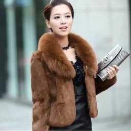 Faux Fur Coat Women Black 4XL Short Jacket 2023 New Winter Fashion Mom Rabbit Fur Slim Green Fox Fur Collar fluffy jacket