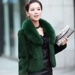 Faux Fur Coat Women Black 4XL Short Jacket 2023 New Winter Fashion Mom Rabbit Fur Slim Green Fox Fur Collar fluffy jacket