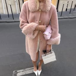 Trendix Elegant Faux Fur Collar Coat Women Winter Slim Patchwork Pocket Warm Trench Street Casual Long Faux Fox Fur Outerwear