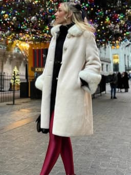 Trendix Elegant Faux Fur Collar Coat Women Winter Slim Patchwork Pocket Warm Trench Street Casual Long Faux Fox Fur Outerwear