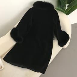 Trendix Elegant Faux Fur Collar Coat Women Winter Slim Patchwork Pocket Warm Trench Street Casual Long Faux Fox Fur Outerwear