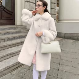 Trendix Elegant Faux Fur Collar Coat Women Winter Slim Patchwork Pocket Warm Trench Street Casual Long Faux Fox Fur Outerwear