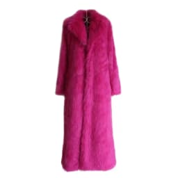 Women Faux Fox Fur Coats Maxi Long Jackets Turn Down Collar Loose Open Stitch Elegant Full Sleeve Long Coat Warm Thick Outerwear