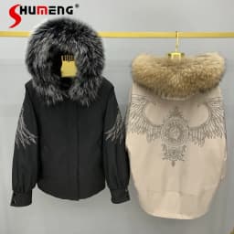 Women's 2024 New Long Sleeve Chic Fur Jackets Feminine Removable Rex Rabbit Liner Fur Integrated Women's Clothes Fashion Parkas