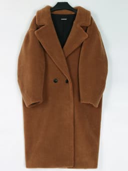 Nerazzurri Winter Long Oversized Teddy Coat Women Lapel Brown Thick Warm Sheep Wool Teddy Bear Jacket Women Plus Size Fashion