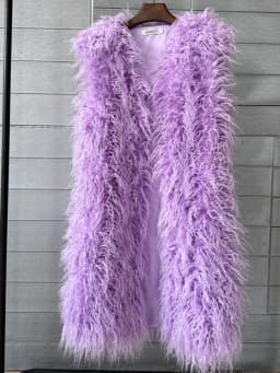 Mongolia Sheep Fur Women Long Vest Colorful Warm Faux Fur High Street Plush Coats Female Jacket Autumn Winter Furry Outerwear