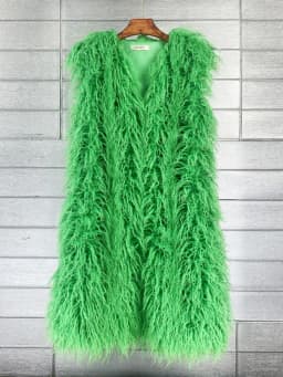 Mongolia Sheep Fur Women Long Vest Colorful Warm Faux Fur High Street Plush Coats Female Jacket Autumn Winter Furry Outerwear