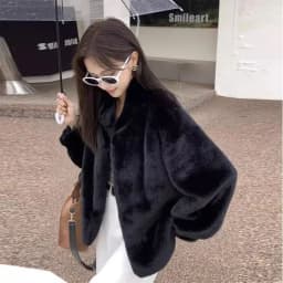2024 Winter Faux Mink Fur Coat Women Short Stand Collar Warm Thick Eco Friendly Fur Jacket Plus Size Outerwear Trendy
