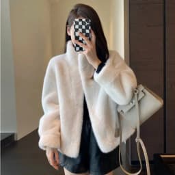 2024 Winter Faux Mink Fur Coat Women Short Stand Collar Warm Thick Eco Friendly Fur Jacket Plus Size Outerwear Trendy