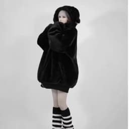 Mauroicardi Winter Cool Oversized Warm Thick Soft Faux Fur Coat Hoodie Women with Bear Ears Punk Style Fluffy Jacket Streetwear