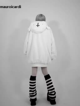 Mauroicardi Winter Cool Oversized Warm Thick Soft Faux Fur Coat Hoodie Women with Bear Ears Punk Style Fluffy Jacket Streetwear