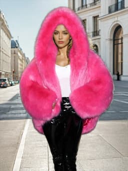DEAT Fashion Faux Fur Coat Women's Hooded Long Sleeve Green Black Loose Plush Imitation Fox Fur Jacket Winter 2024 New 7AB6469