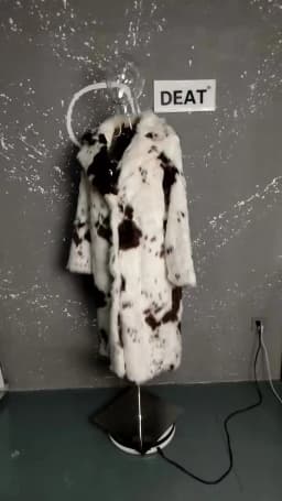 DEAT Fashion Tie Dye Faux Fur Coat Women's Lapel Loose Long Sleeves Plush Thick Overcoat Winter New 7A1355