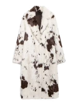 DEAT Fashion Tie Dye Faux Fur Coat Women's Lapel Loose Long Sleeves Plush Thick Overcoat Winter New 7A1355