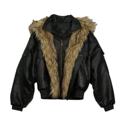Nerazzurri Autumn Winter Loose Casual Quilted Warm Pu Leather Jacket Women with Detachable Faux Fur Collar Luxury Unisex Clothes