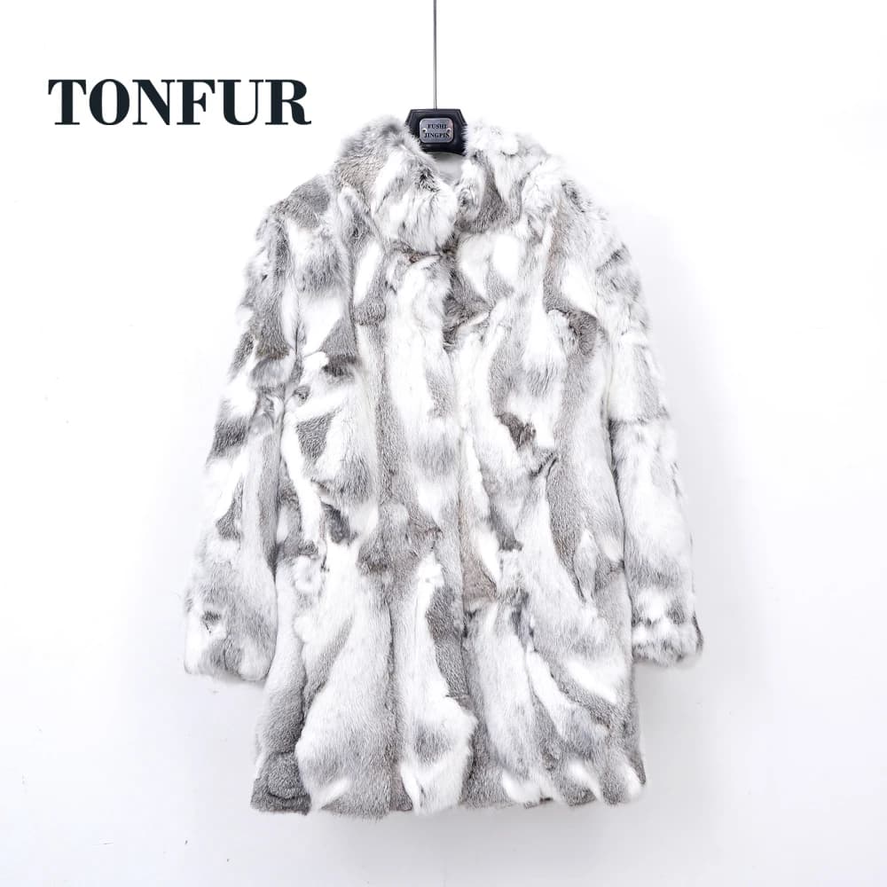 2022 Thick Warm Classical Customize Women's Real Whole Skin Real Genuine Rabbit Fur Coat Female Mandarin Collar Jacket TSR257