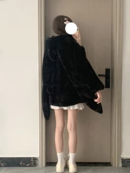 Lautaro Winter Oversized Warm White Faux Fur Coat Women With Bunny Ears Kawaii Sweet Cute Japanese Style Fluffy Jacket Hoodie