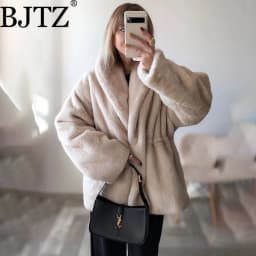 BJTZ Women’s Thickened Padded Faux Fur Coat Winter Warm Fake Fur Jacket Elegant Luxury Outerwear