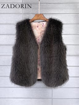 ZADORIN 2026 Autumn Winter Fashion Fur Waistcoat Women Casual Warm Faux Fur Vest V Neck Pink Black White Faux Fur Coat Crop Tops