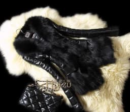PU Leather Faux Fur Women Coat 2021 Casual Fluffy Coat Black Faux Fur Collar Jacket Coat