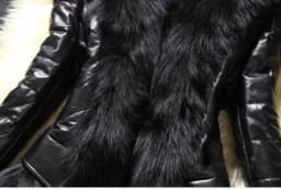 PU Leather Faux Fur Women Coat 2021 Casual Fluffy Coat Black Faux Fur Collar Jacket Coat
