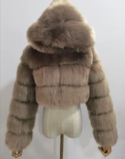 Women Hooded Faux Fur Coats Solid Short Jackets Mini Lenth Long Sleeves Open Stitch Straight Y2k Casual 2026 Autumn Winter