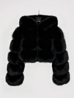 Women Hooded Faux Fur Coats Solid Short Jackets Mini Lenth Long Sleeves Open Stitch Straight Y2k Casual 2026 Autumn Winter