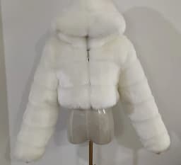 Women Hooded Faux Fur Coats Solid Short Jackets Mini Lenth Long Sleeves Open Stitch Straight Y2k Casual 2026 Autumn Winter