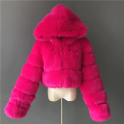 Women Hooded Faux Fur Coats Solid Short Jackets Mini Lenth Long Sleeves Open Stitch Straight Y2k Casual 2026 Autumn Winter
