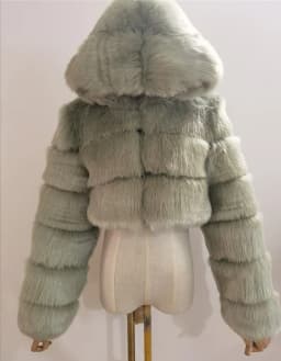 Women Hooded Faux Fur Coats Solid Short Jackets Mini Lenth Long Sleeves Open Stitch Straight Y2k Casual 2026 Autumn Winter