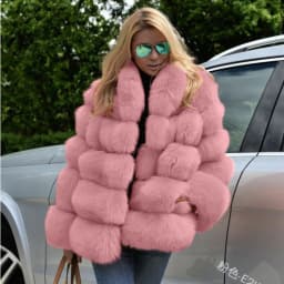 Women Faux Fur Jacket Thick Loose Long Coat Warm Turn Down Collar Full Sleeve Open Stitch Thick Coats Solid Winter 2025