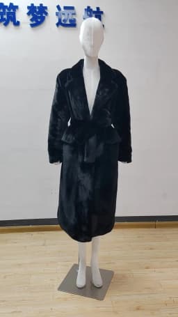 Lautaro Winter Oversized Long Black Soft Faux Fur Trench Coat for Women Long Sleeve Sashes Casual Stylish Korean Fashion 2021