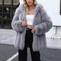 Faux Fox Fur Coat Women Solid Fur Jacket Long Sleeve Turn Down Collar Open Stitch Thick Warm Fur Loose Casual 2026 Autumn Winter
