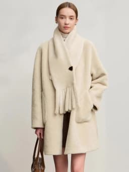 Amii Fur Coat Woman 2025 Winter New O-Neck Loose Medium And Long Tops With Scarf Warm Long Sleeve Elegant Fur Jacket 12554011