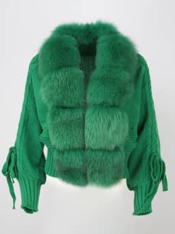 OFTBUY Winter Women Casual Real Fox Fur Collar New Fashion Short Warm Loose Knitted Jacket with Natural Fur Placket Coat