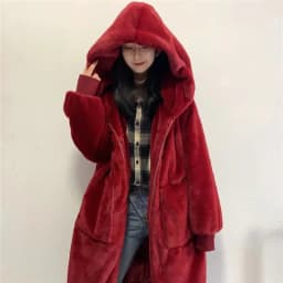 2025 Winter New Faux Fur Cotton Coat Fashion Hooded Cotton Coat Long Plush Fleece Temperament Loose Jacket Women Winter Trend