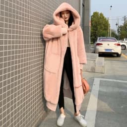 2025 Winter New Faux Fur Cotton Coat Fashion Hooded Cotton Coat Long Plush Fleece Temperament Loose Jacket Women Winter Trend