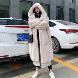 2025 Winter New Faux Fur Cotton Coat Fashion Hooded Cotton Coat Long Plush Fleece Temperament Loose Jacket Women Winter Trend