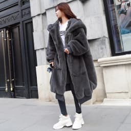 2025 Winter New Faux Fur Cotton Coat Fashion Hooded Cotton Coat Long Plush Fleece Temperament Loose Jacket Women Winter Trend