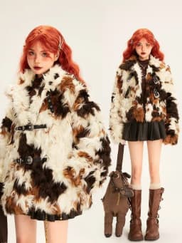 2025 Women Mallard Color Faux Fox Fur Coat Short Eco Friendly Plush Jacket Luxury Tweed Blend Outerwear