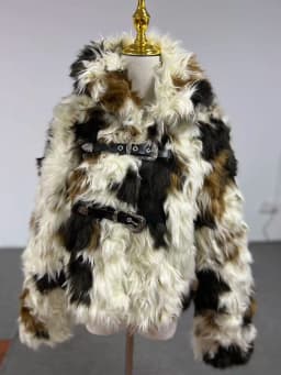 2025 Women Mallard Color Faux Fox Fur Coat Short Eco Friendly Plush Jacket Luxury Tweed Blend Outerwear