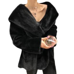 Lautaro Winter Black Warm Oversized Faux Fur Cardigan Women Drop Shoulder Long Sleeve Sashes Loose Stylish Korean Fashion 2021