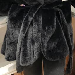 Lautaro Winter Black Warm Oversized Faux Fur Cardigan Women Drop Shoulder Long Sleeve Sashes Loose Stylish Korean Fashion 2021