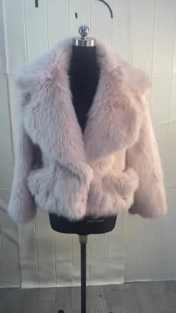 Nerazzurri Winter Short Loose Casual Hairy Soft Thick Warm Pink Faux Fur Coat Women with Big Collar and Pockets Fluffy Jacket