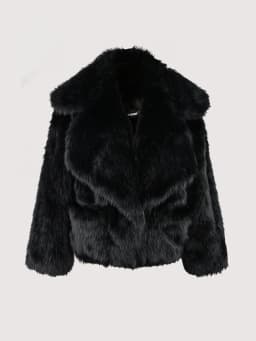Nerazzurri Winter Short Loose Casual Hairy Soft Thick Warm Pink Faux Fur Coat Women with Big Collar and Pockets Fluffy Jacket