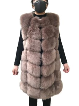 HJQJLJLS 80 Cm Faux Fur Vest 2021 Winter Women Thick Warm Faux Fox Fur Sleeveless Coat Female Fluffy Artificial Fur Coat Jacket