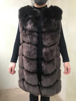 HJQJLJLS 80 Cm Faux Fur Vest 2021 Winter Women Thick Warm Faux Fox Fur Sleeveless Coat Female Fluffy Artificial Fur Coat Jacket