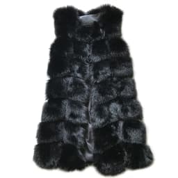 HJQJLJLS 80 Cm Faux Fur Vest 2021 Winter Women Thick Warm Faux Fox Fur Sleeveless Coat Female Fluffy Artificial Fur Coat Jacket